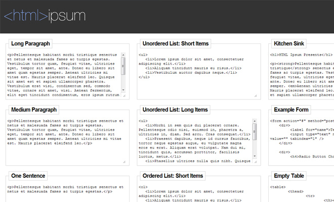 html ipsum design homepage writing ui inspiration