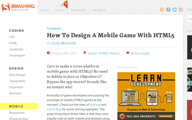 tutorial how to design a mobile browser webapp game