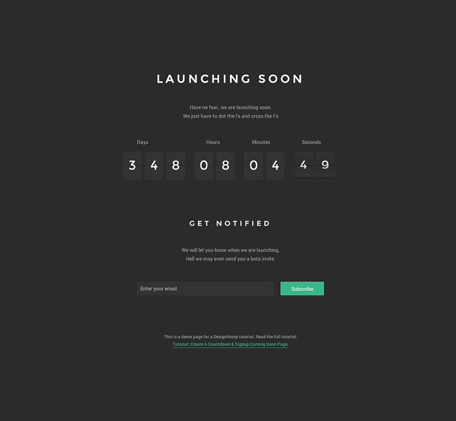 Tutorial: Create A Countdown & Signup Coming Soon Page