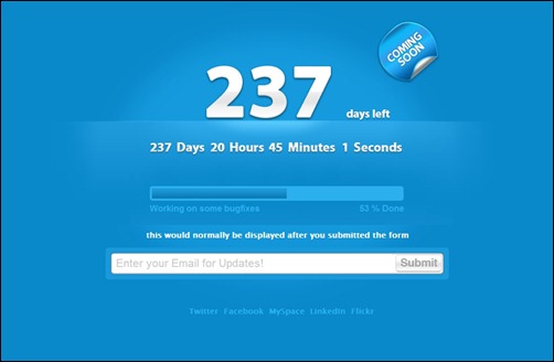 Clean Countdown Timer page design