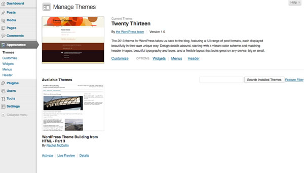 creating-wordpress-theme-from-static-html-theme-admin-screen-with-theme