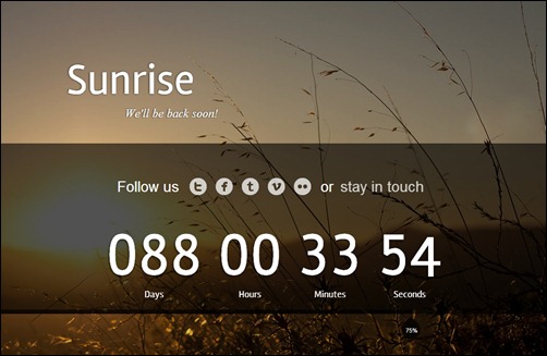 Sunrise page design