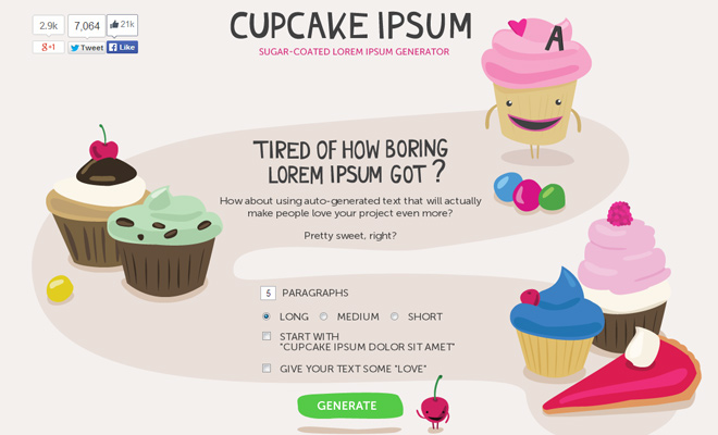 cupcake ipsum freebie generator website