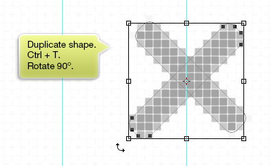 Duplicate shape and rotate it 90°