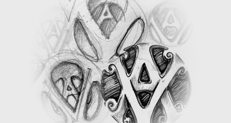 AV logo design sketch process branding