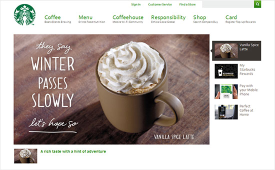 Engaging Website Inspiration - Starbucks