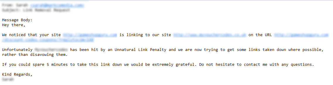 unnatural link warning email example