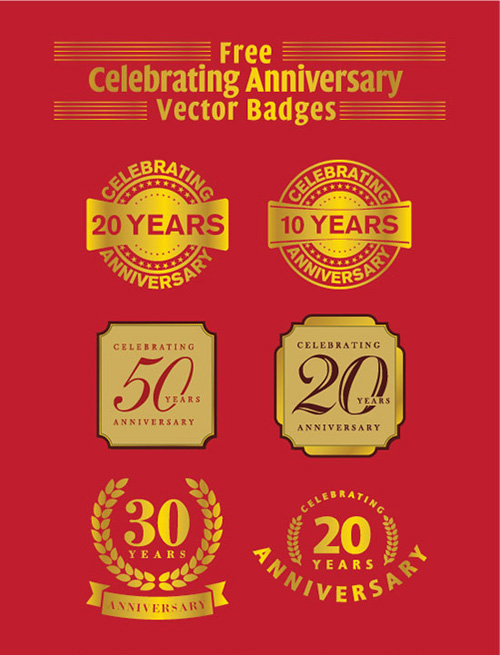 20 Years Anniversary Vector Badges (Ai & eps)