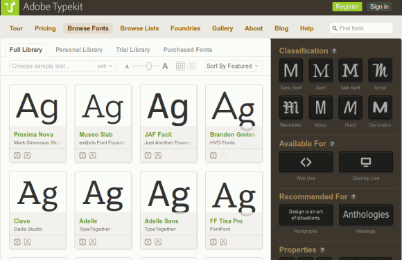 typekit fonts typography tools