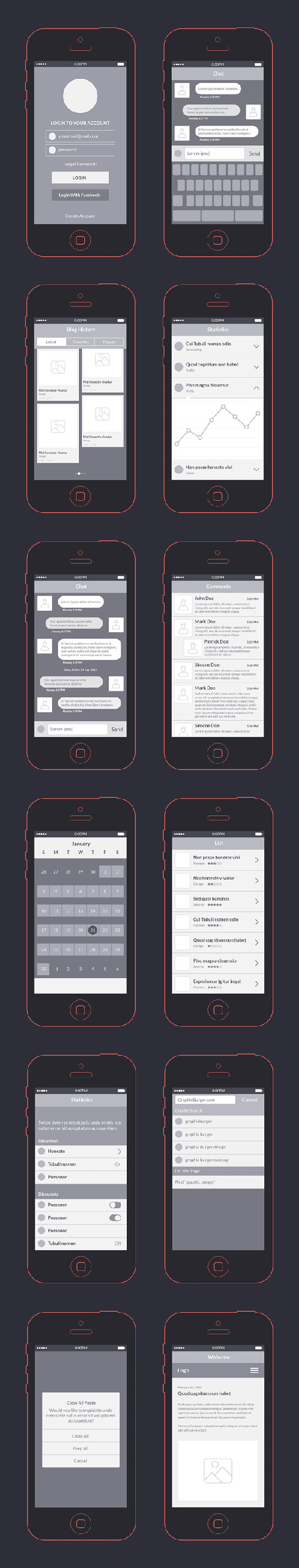 App Wireframes Kit