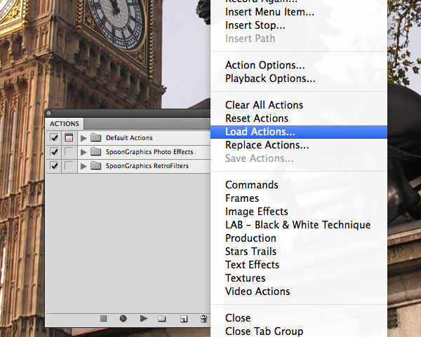 How to load Photoshop Actions