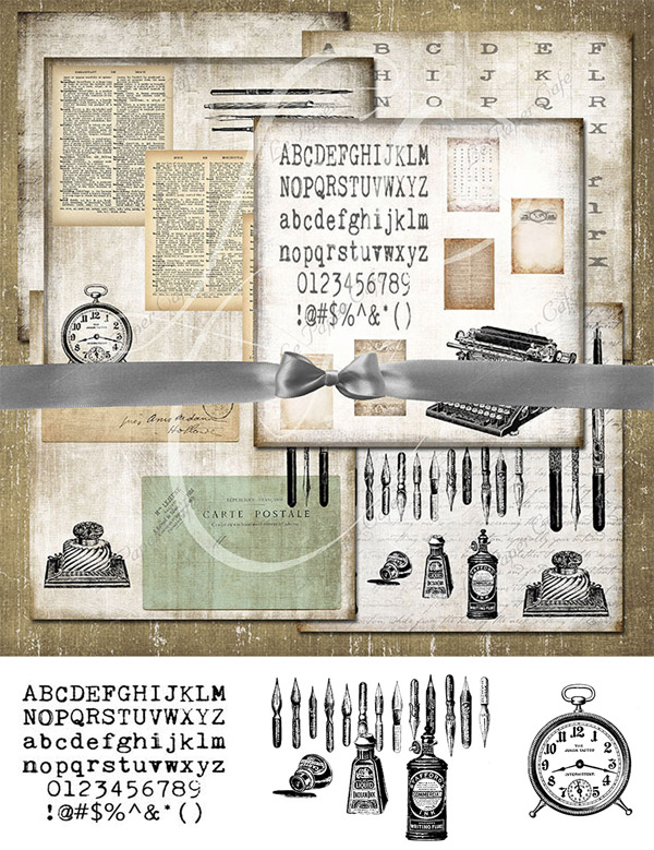 Digital Papers & Isolated Clipart Items from Le Paper Cafe
