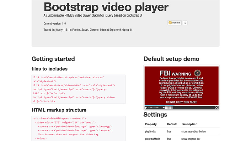 Bootstrap Video Player