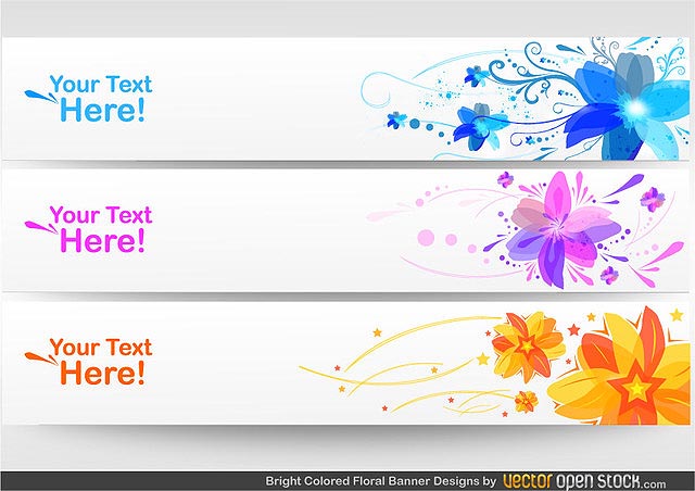 Floral Banner Set fresh best free vector packs kits