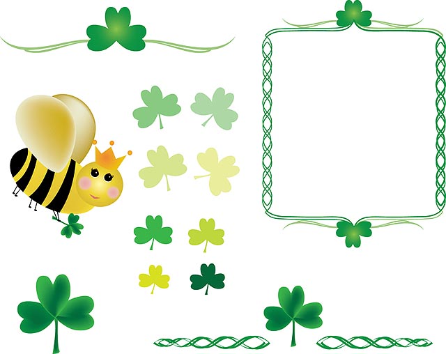 Shamrocks and Queen Bee fresh best free vector packs kits