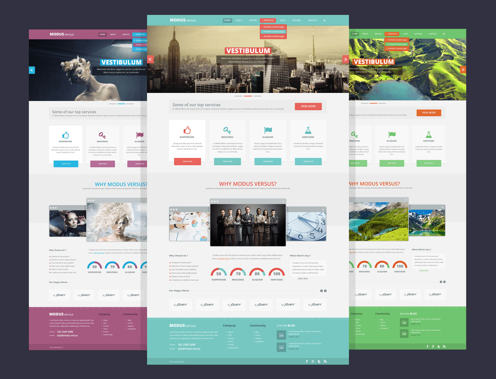 Modus Versus free website photoshop template