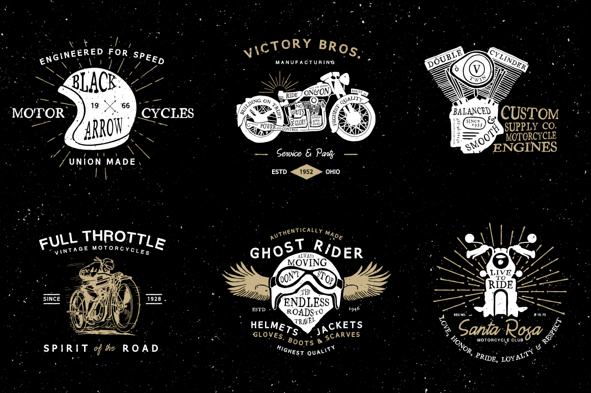 vintage retro motorcycle logos badge o1 13 Vintage Logo Bundles for Your Designs