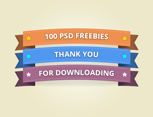 100 Ribbon Free PSD