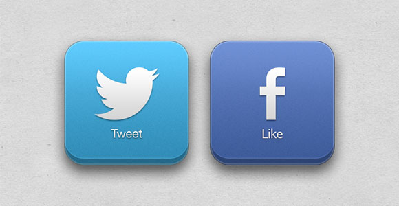 3D Facebook & Twitter PSD buttons