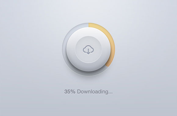 Rounded download button PSD