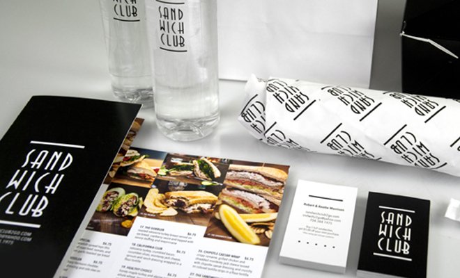 sandwich club minimal print menu packaging food logo