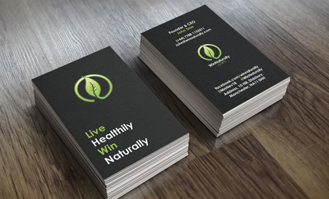 win naturally branding business cards design