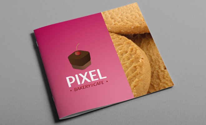 pixel bakery and cafe logo booklet print work