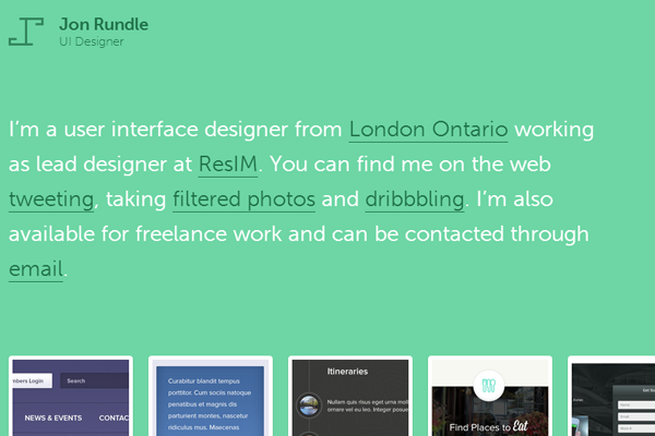 green portfolio website jon rundle