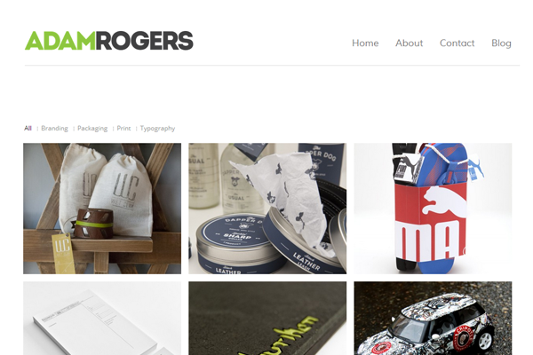 adam rogers portfolio website layout