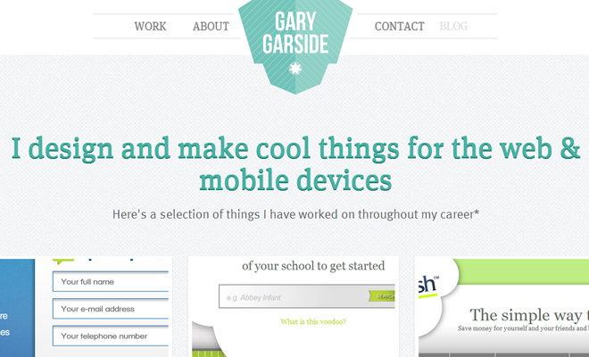 gary garside web design portfolio layout