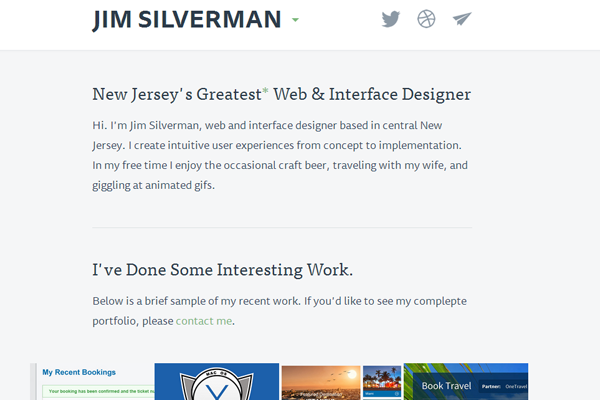 jim silverman portfolio website layout