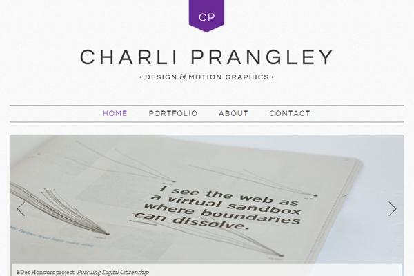 charli prangley portfolio website layout