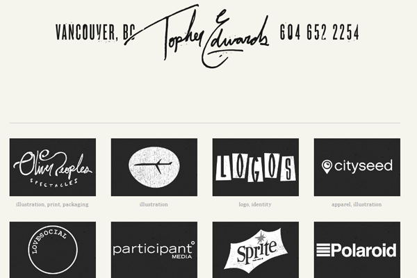 topher edwards website layout portfolio