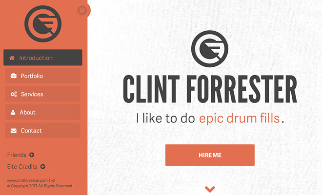 clint forrester dynamic portfolio website sliding navigation