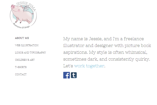 jessie sima portfolio website layout