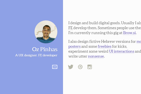 oz pinhas website designer graphics purple layout