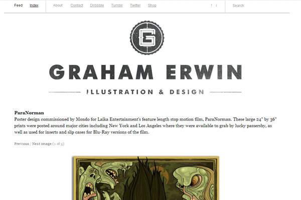 graham erwin website portfolio layout