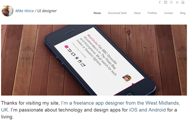 mike hince website portfolio layout inspiration