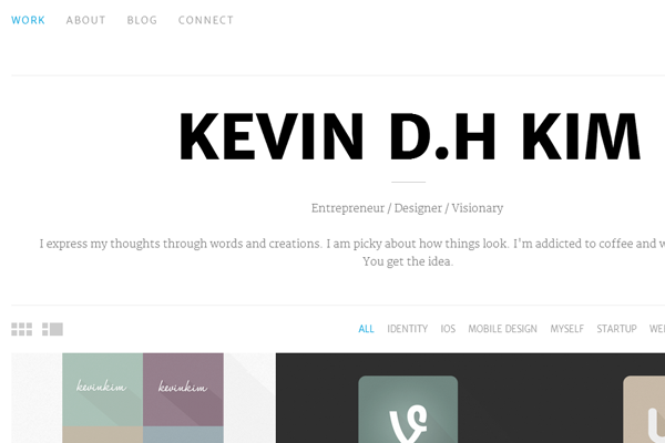 web designer portfolio kevinkim website