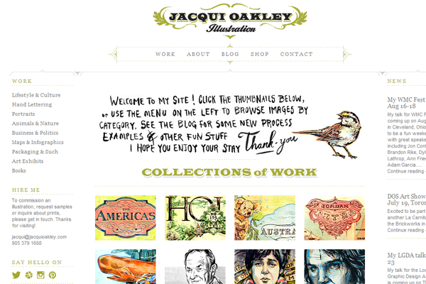 jacqui oakley website layout design