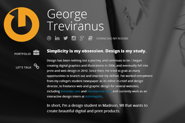 george treviranus website portfolio layout