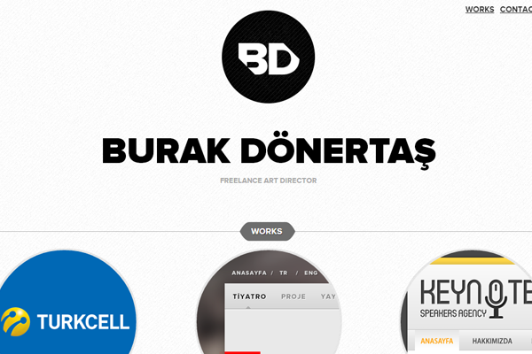 burak donertas portfolio website layout