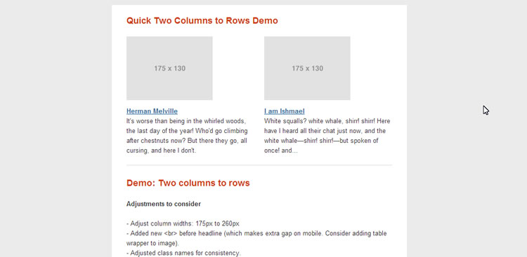 responsive columns in an email