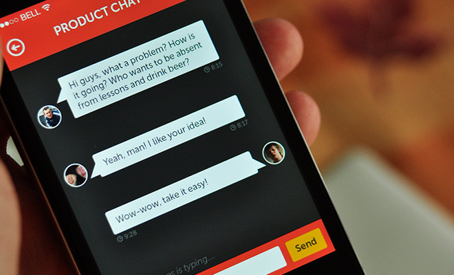 dark iphone app chat interface design