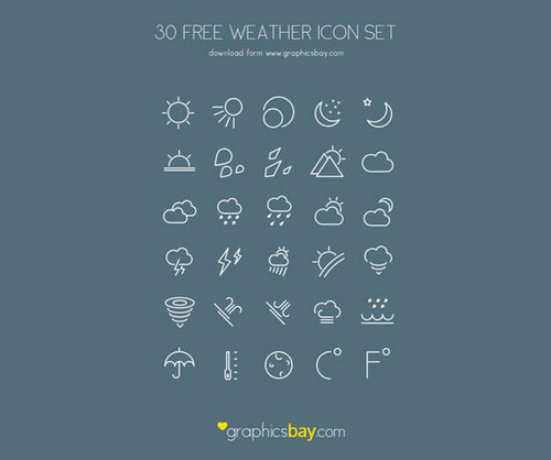 30 Free PSD Weather Icons