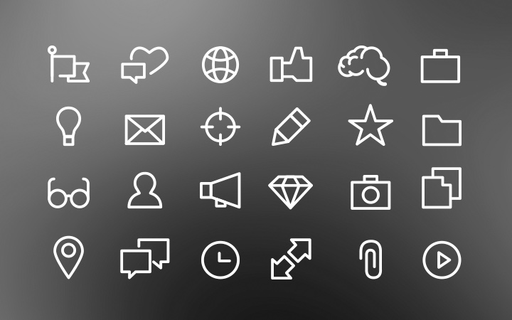 white outline icons interface