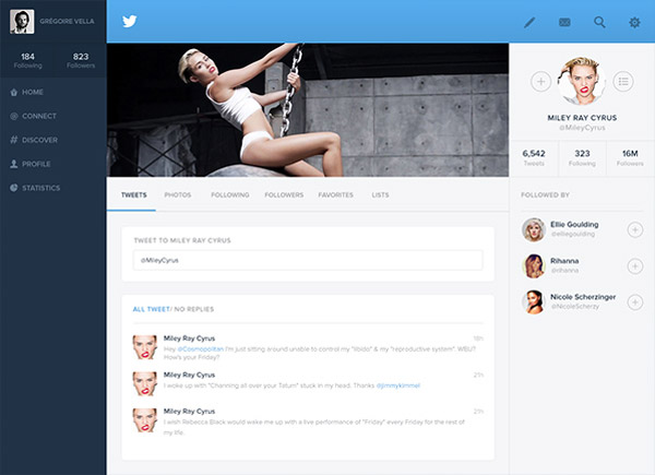 Twitter Redesign of UI Details by Grégoire Vella