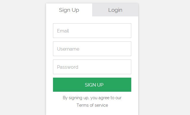 tabbed switch login sign up form