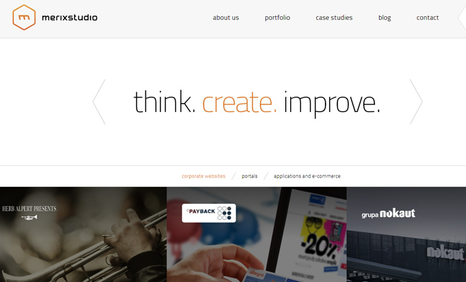 merix studio website design portfolio layout