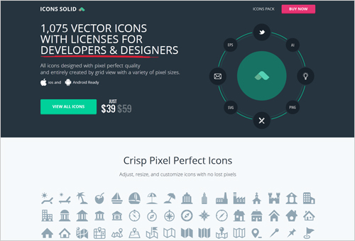 Icons Solid with Colorful Rectangular CTA Buttons